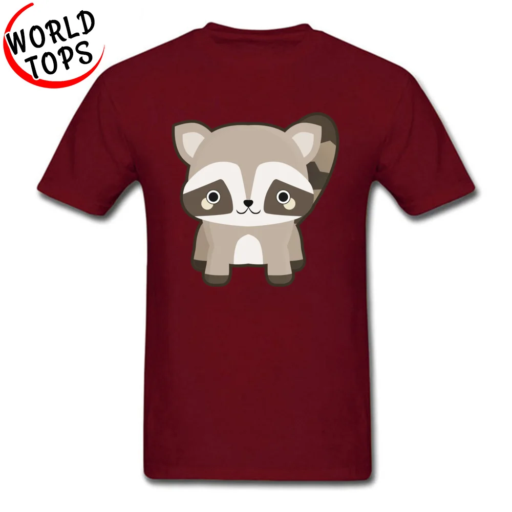 T Shirt Kawaii Raccoon Tees Summer Fall 2018 New Normal Short Sleeve 100% Cotton Round Neck Men T Shirt Normal Kawaii Raccoon maroon