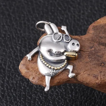

Wholesale s925 pure silver fashion silver social pig silver ornament male ms pendant