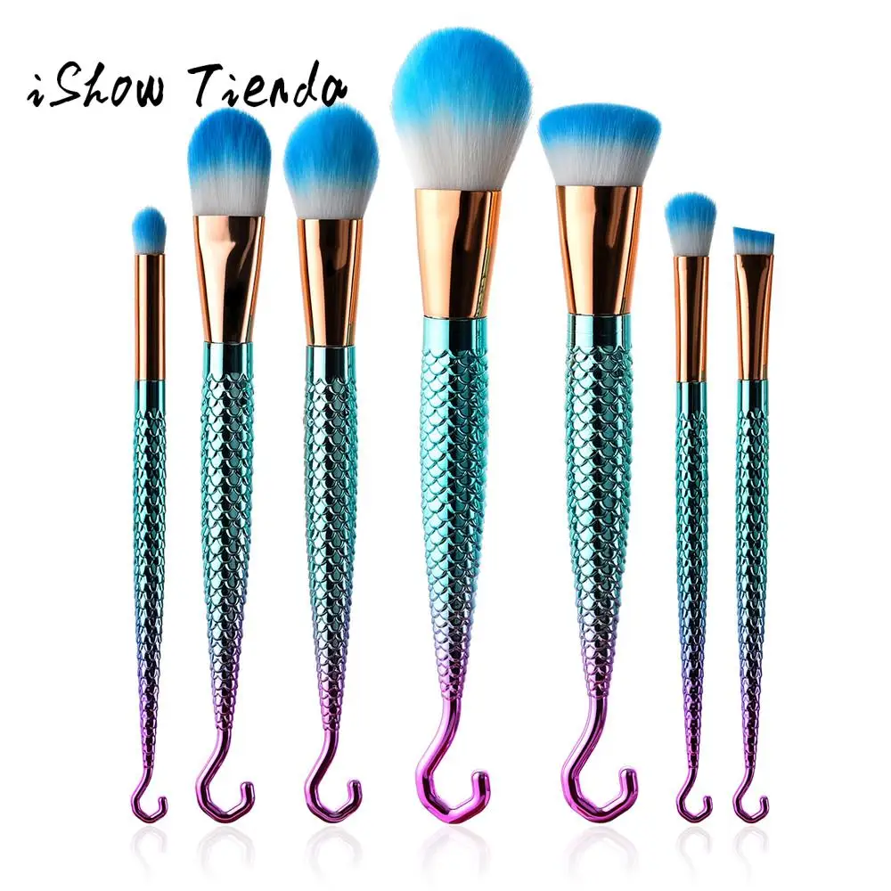 

7Pcs Pro Mermaid Makeup Brushes Set Foundation eyeshadow Powder Eyeliner Lip face eyebrow Brush Korean cosmetics Tool 2018