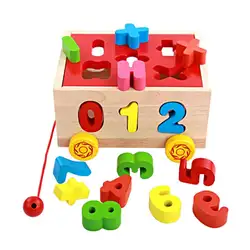 Деревянные числа Форма подбор Сортировка автомобиля Монтессори обучения преподавания математики детские развивающие игрушки подарок