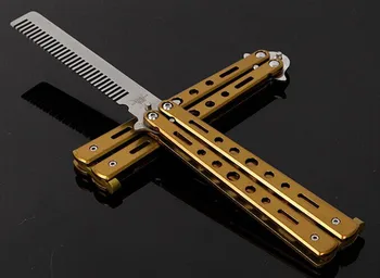

12 pcs Salon combs Folding Practice Training Stainless Steel Butterfly Style Knife Comb Styling Tools jk17
