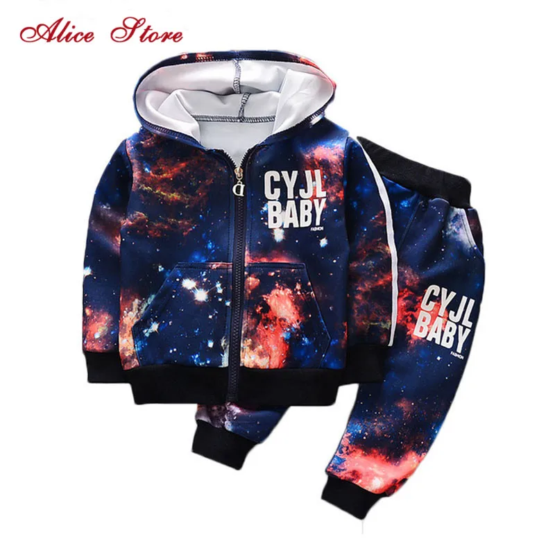 

Alice Spring Autumn Children Clothing Starry sky tops + pants 2PCS sets for 1-4 Yrs kids Fashion baby boy sportswear