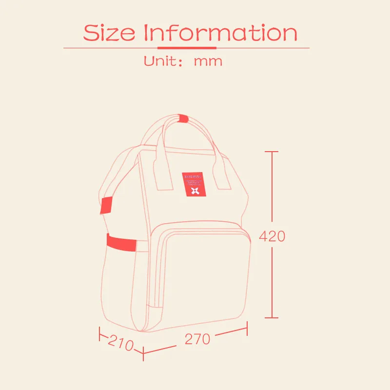 Baby Diaper Bag Maternity Nappy Bag Mummy Travel Backpack Nursing Bag For Baby Stroller Large Capacity Print Wetbag 42X27X21CM (5)