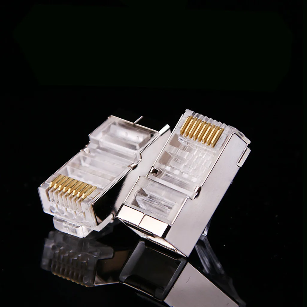 100 Pcs CAT6 EZ RJ45 Pass Through Network Cable Modular Plug Connector Open End