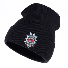 Рик и Морти шапочка Рик курительные шапки эластичные брендовые вышитые теплые зимние вязанные шапочки Skullies анимация США лыжные красные глаза шапка