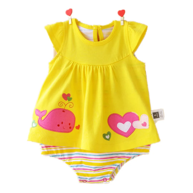 

2019 Summer Baby Girl Rompers 100% Cotton Infant Jumpsuits Cartoon Cute Newborn Princess Skirt Toddler Girls Clothes 6 Colors