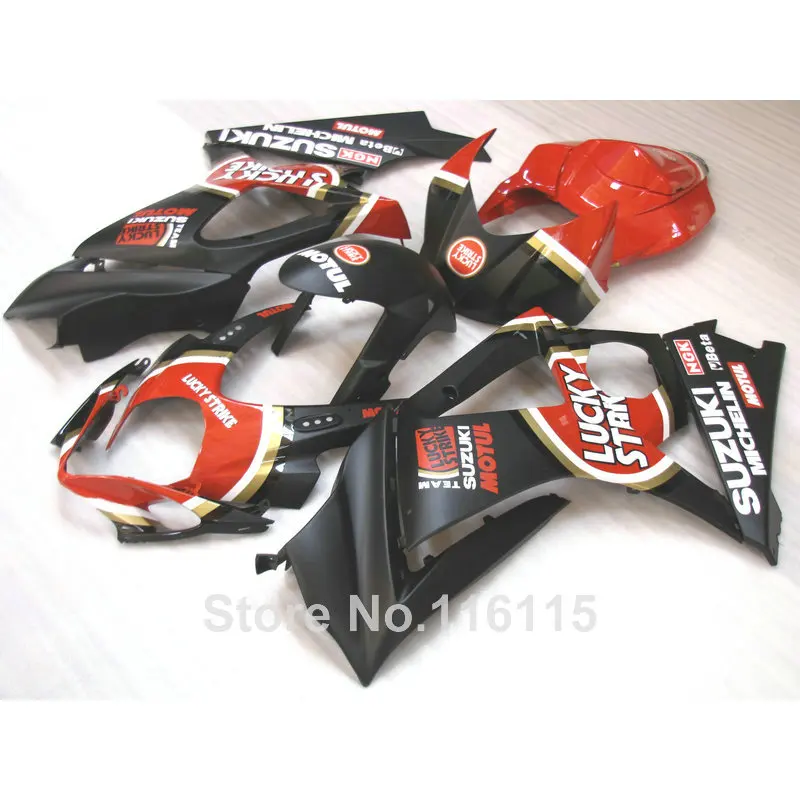 

Motorcycle fairing kit for SUZUKI GSXR 1000 K7 K8 07 08 GSXR1000 2007 2008 red black LUCKY STRIKE plastic fairings set JS6