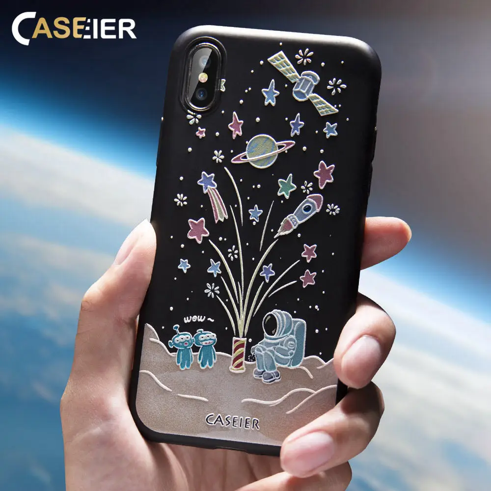 Чехол CASEIER Emboss для iPhone 7 8 Plus 6 s мягкий милый чехол из ТПУ X XR XS MAX 5 S SE Funda Couque чехлы