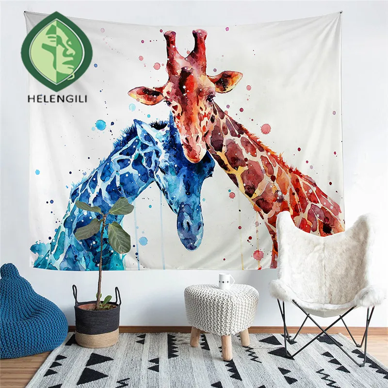 

HELENGILI Home Furnishing Abstract Animal Tapestry Wall Hanging Sandy Beach Picnic Throw Rug Blanket Camping Tent Sleeping Pad