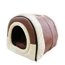 2 In 1 Cat House Waterproof Portable Foldable Leather Printed Plush Small Cat 7 Colour Sleeping Pad Kennel pet bag carrier 2019 2 In 1 Cat House Waterproof Portable Foldable Leather Printed Plush Small Cat 7 Colour Sleeping Pad Kennel pet bag carrier 2019