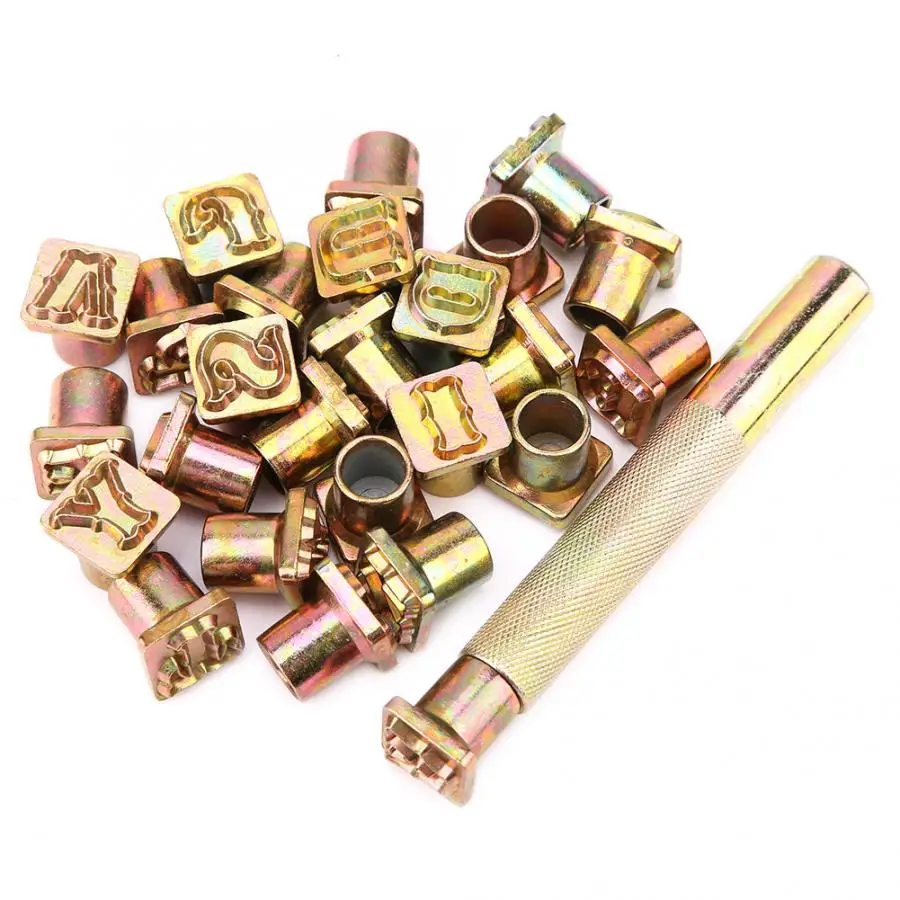 

Leather Tools Staming 13mm Metal Stamp Punch Set Vintage Design Alphabet 26 Letters Die Tool Craft Hot Stamping Foil