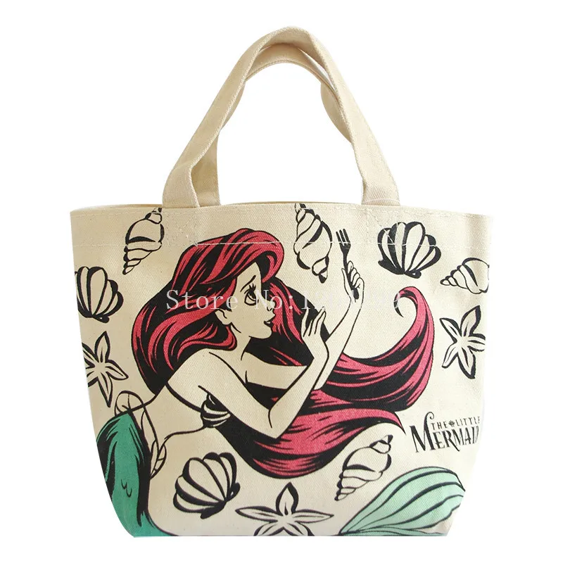 

New Fashion The Little Mermaid Ariel Princess Girls Woman Small Canvas Handbags Kids Lunch Bag For Children