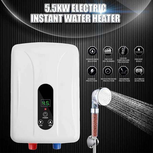 heater water instant electric boiler tankless shower bathroom protection insulation automatic 220v anti 5500w corrosion heaters mouse zoom