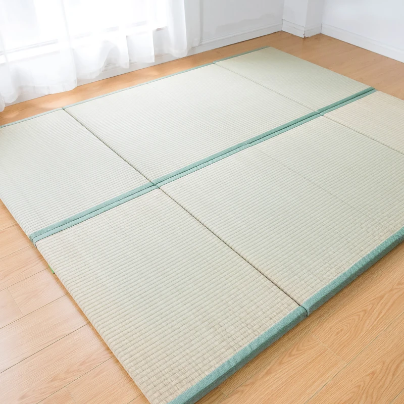 Folding Japanese Traditional Tatami Mattress Mat Rectangle Large Foldable Floor Straw Mat For Yoga Sleeping Tatami Mat Flooring