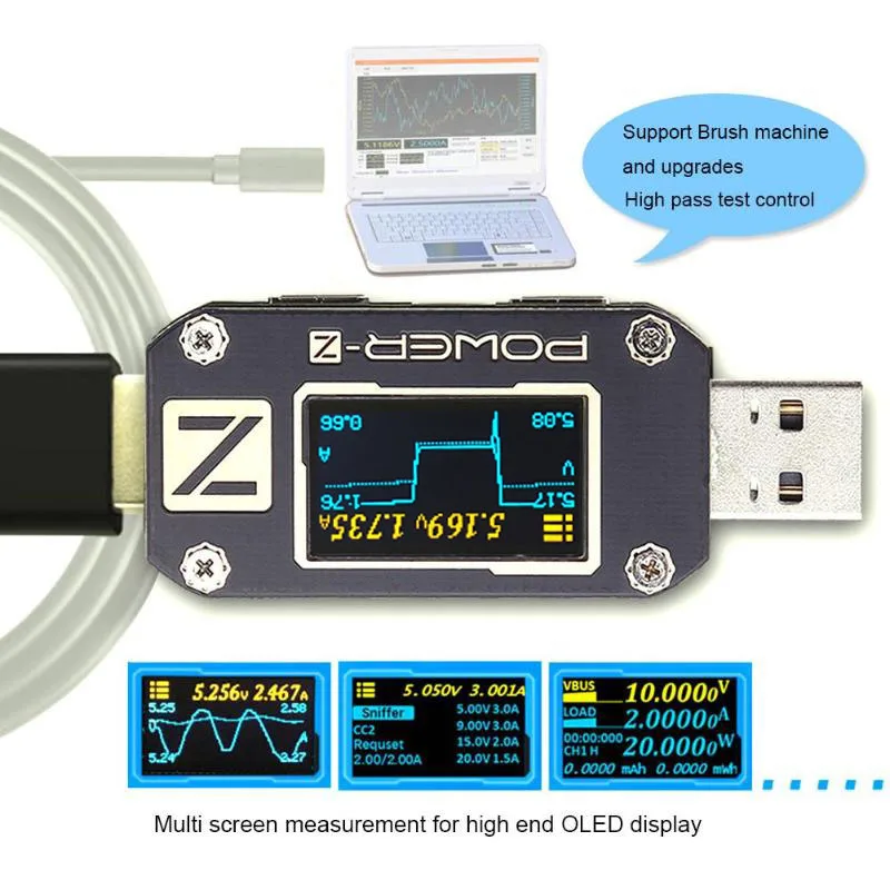 I power fix power Z USB тестер type-c PD QC 3,0 2,0 зарядное устройство Напряжение Ток пульсация двойной тип-c KM001 вольтметр power Bank Detect