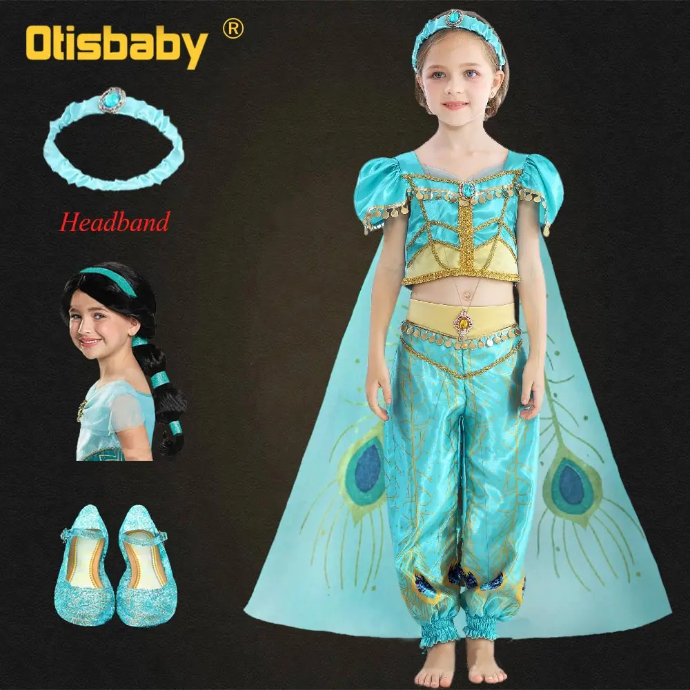 

Boutique Christmas Aladdin Dress Up Indian Jasmine Princess Costume New Year Kids Halloween Carnival Costumes for Girls Birthday