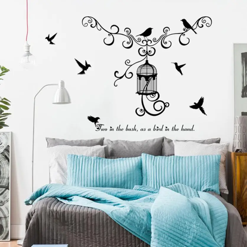 fashion bird tree creative DIY removable bird PVC wall decals home home