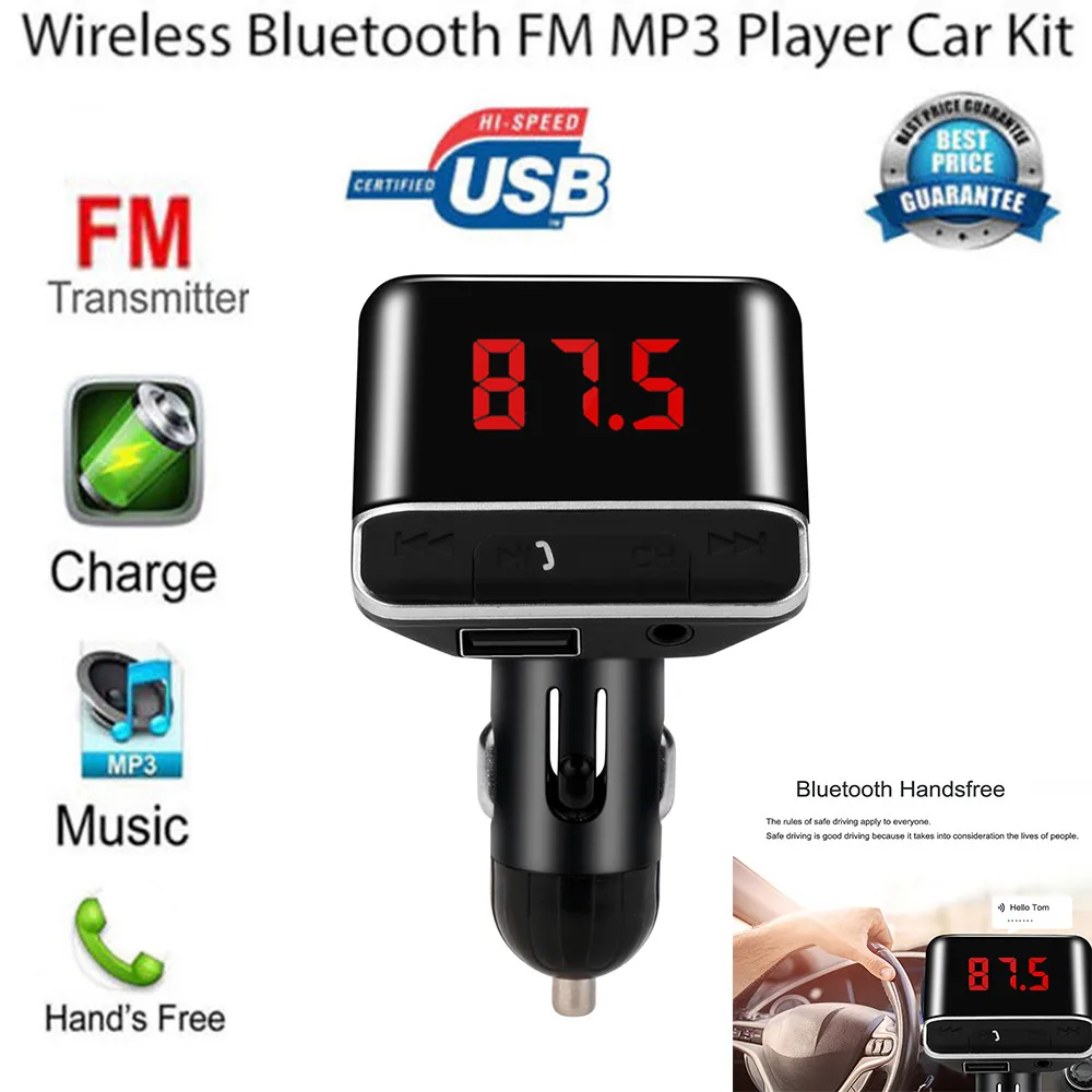ЖК Bluetooth fm-передатчик Беспроводной MP3 TF радио адаптер USB зарядное устройство автомобильный комплект Hands Free модулированный передатчик частоты