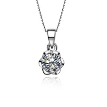 Серебряная роза лепесток кулон ювелирные изделия 925 1CT SONA имитировать бриллиантовые Подвеска для Для женщин Обручение Подвеска Белый позолоченный