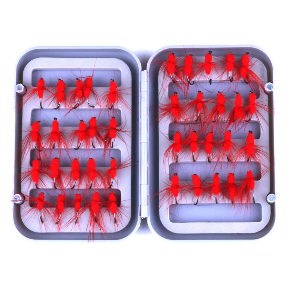 

ThunderShower 40PCS Fly Tying Fishing Lure Dry Flies Hooks Feather Wing Artificial Pesca Bait Lure for Carp Trout Black Red Ant