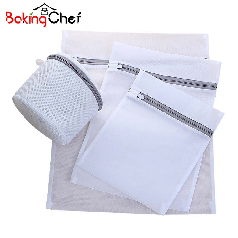 BAKINGCHEF مجموعة من 4 شبكة الغسيل أكياس السفر الملابس الداخلية الصدرية الملابس الداخلية غسل حالة صافي سستة حقيبة التخزين اكسسوارات الكثير
