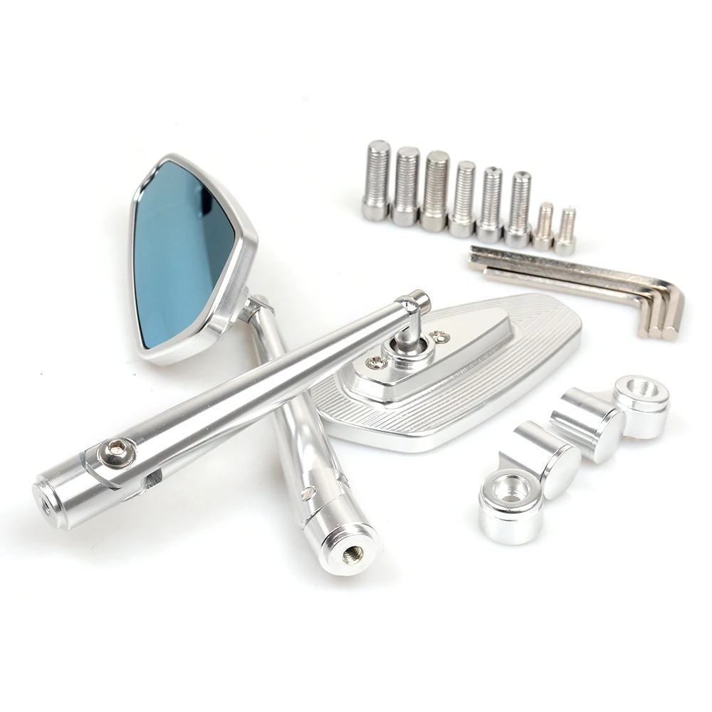 Universal 8mm 10mm Aluminum CNC Motorcycle Rearview Side Miror Moto Mirrors For Kawasaki er-5 gpz500s ex500r ninja ZX9 zzr1200