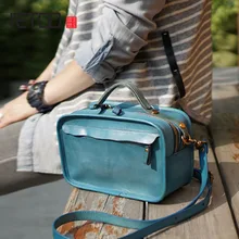 AETOO Vintage handmade cowhide leather shoulder portable diagonal bag casual compact box type bag ladies and women models