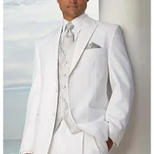 Лучшие Продажи Сшитое Белый Кот Жених Мужские Смокинг Костюмы, На Заказ Слоновой Кости Белый Смокинг, С Учетом Две Кнопки Пик нагрудные Мужской Костюм