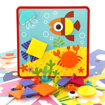

Baby Educational Jigsaw Puzzle Toys Button Nail Interconnecting Geometry Creative Mosaic Gears Initiation Early Learning Toy