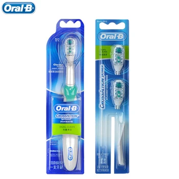 

Oral B Cross Action Teeth Electric Toothbrushes Non-Rechargeable Power Dual Clean Oral Hygiene +2 Replaceable Tooth Brush Heads