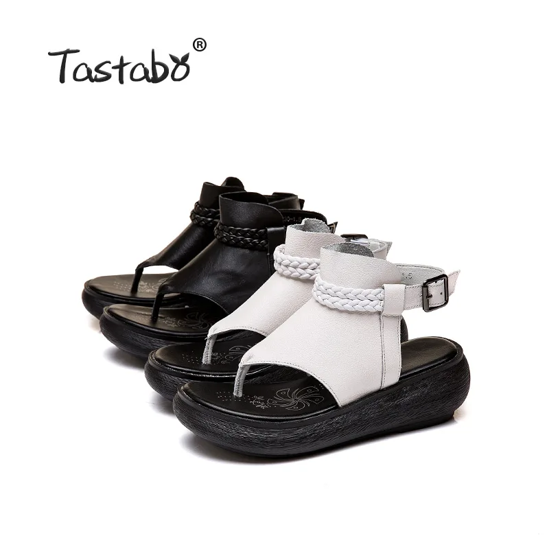 Taguabo/ г. женские босоножки из натуральной кожи с пряжкой на ремешке, однотонный дизайн, искусственная кожа, минималистический черно-белый стиль, S5669