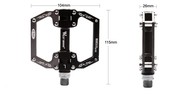 West biking MTB горный велосипед Плоские Педали Платформа герметичный Подшипник мост 9/1" велосипед педаль Велоспорт алюминиевый сплав велосипедные педали