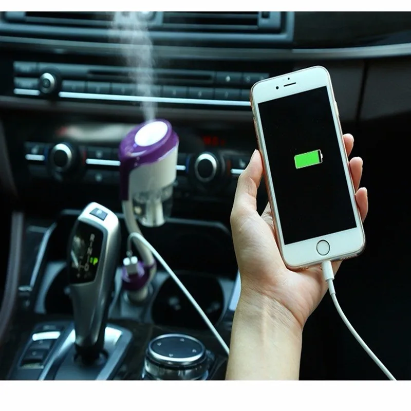 Dual USB Car Humidifier Air Purifier Aroma Diffuser 50ml Essential Oil