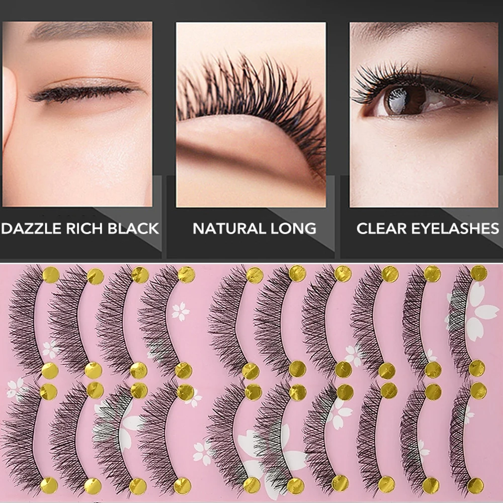 

10 pairs 3D Mink Eyelashes Natural False Eyelashes Lashes Soft Fake Eyelashes Extension Makeup Kit Cilios High Quality Wholesale