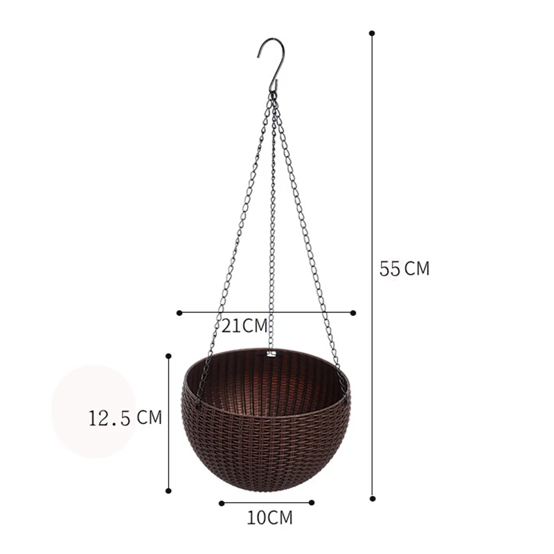 Подвесной цветочный горшок для выращивания растений корзина круглый ротанга пластик Прочный для сада растение открытого грунта SLC88