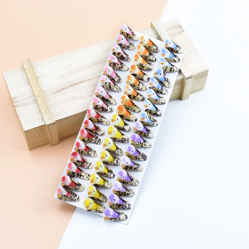 48 шт поддельные пены многоцветные птицы наклейки на холодильник Рождественский венок-украшение для дома Свадебные вечерние детские игрушки искусственные растения