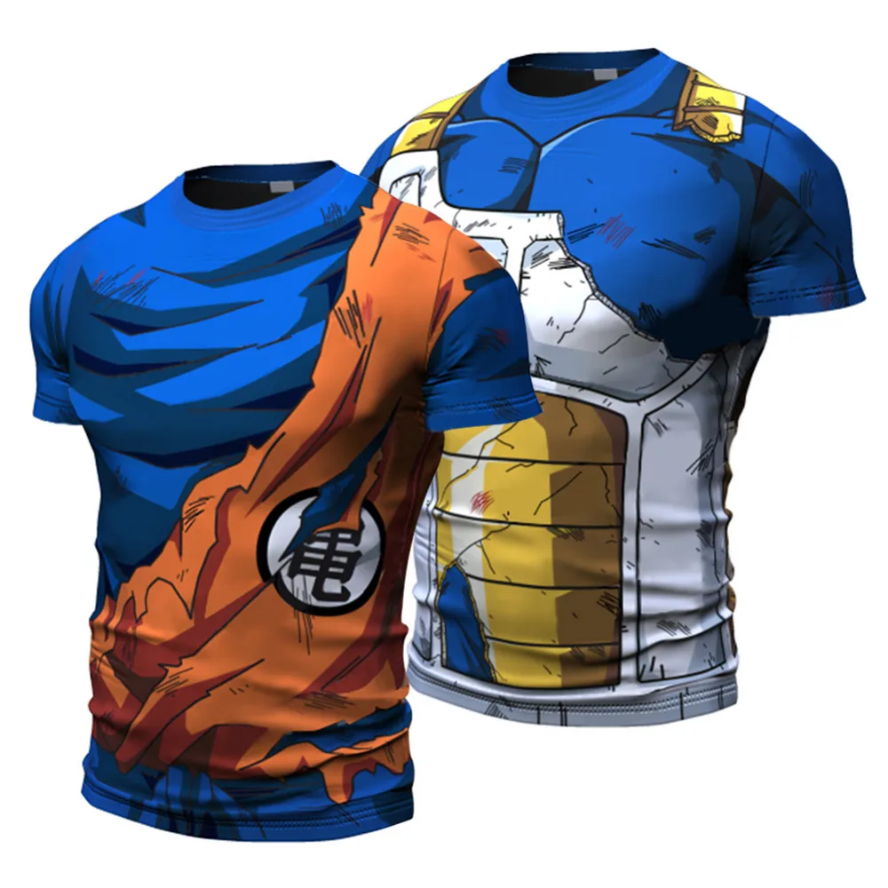 New 2017 Men Classic Anime Dragon Ball Z Super Saiyan Goku Vegeta 3d t shirt Tight Short Sleeve ...