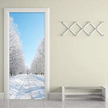 

Modern Winter Snow Landscape 3D Mural Wallpaper Living Room Bedroom Door Mural Sticker PVC Self-Adhesive Waterproof Home Decor