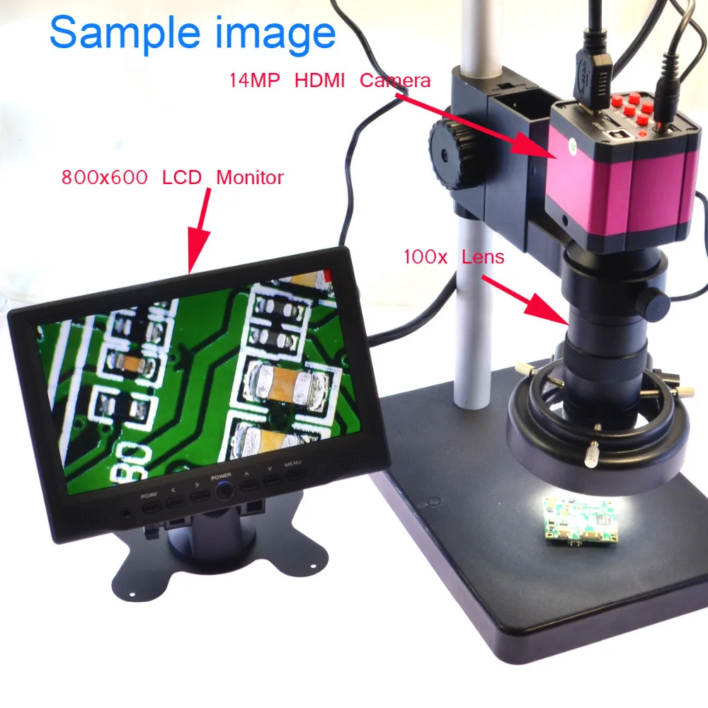 Цифровая камера микроскоп с образным креплением 14 МП HDMI usb TF карта + объектив 100x USB