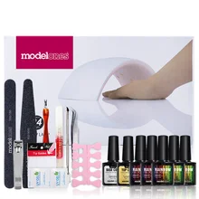 Nail Polish Gel Kit – 5 Colors With Base Coat Top Coat and Lamp