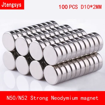 

100pcs/lot 10x2mm fridge magnet strong Circular Disc Magnet 10*2 round N50 N52 Neodymium Magnet