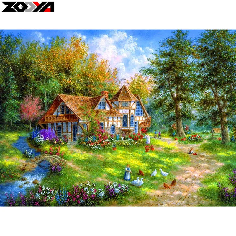 ZOOYA полный квадратный/круглый дрель Алмазная вышивка Forest Lodge 5D DIY алмазов картина