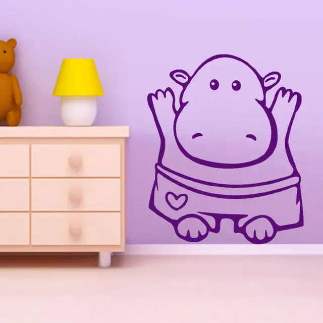 Most Por Kids Wall Sticker Purple Hippo Bedroom Decorative Vinyl Most Por Kids Wall Sticker Purple Hippo Bedroom Decorative Vinyl Removable Decal For Nursery