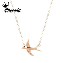Chereda Hot Sale Dainty Swallow Necklace Gold/Silver Bird Dove Charm Necklace Cute Fiying Swallow Animal Necklace Halskette Chereda Hot Sale Dainty Swallow Necklace Gold/Silver Bird Dove Charm Necklace Cute Fiying Swallow Animal Necklace Halskette