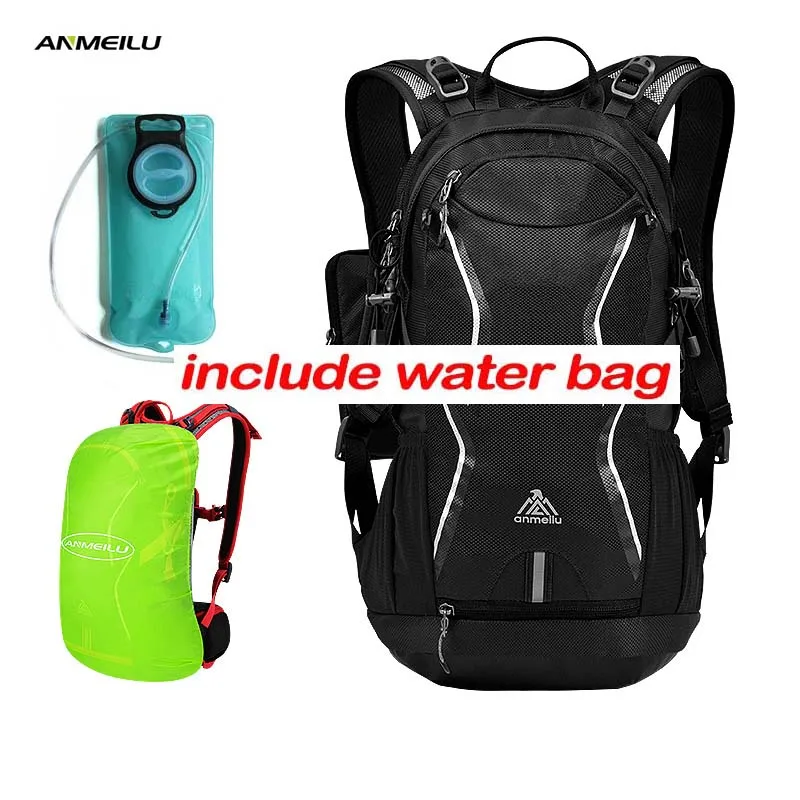 Black and Water Bag ANMEILU сумка для воды для мужчин и женщин, рюкзак для рыбалки, велоспорта, кемпинга, 2л, водный Пузырь, для спорта на открытом воздухе, для пешего туризма, гидратационный рюкзак, дождевик - Цвет: Black and Water Bag