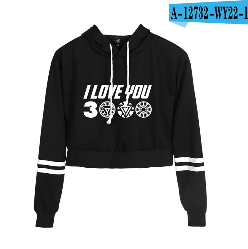 I Love You 3000 Times Cropped Sweathshirt Tony Stark Iron Man Superohero Crop Top High Waist Cotton Moletom Hooded Girls Causal I Love You 3000 Times Cropped Sweathshirt Tony Stark Iron Man Superohero Crop Top High Waist Cotton Moletom Hooded Girls Causal