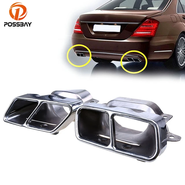 POSSBAY Car Rear Square Exhaust Pipe Tail Muffler Tip for Mercedes Benz