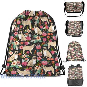 

Funny graphic print shoulder Bags women Pugs of Spring pattern print dogs puggle puppy floral flowers Shoulder Bags Gym Bag