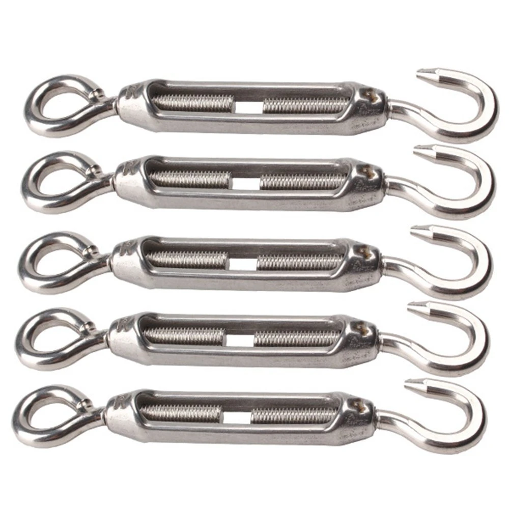 M4 Stainless Steel 304 Hook & Eye Turnbuckle Wire Rope Tension Pack of 5 