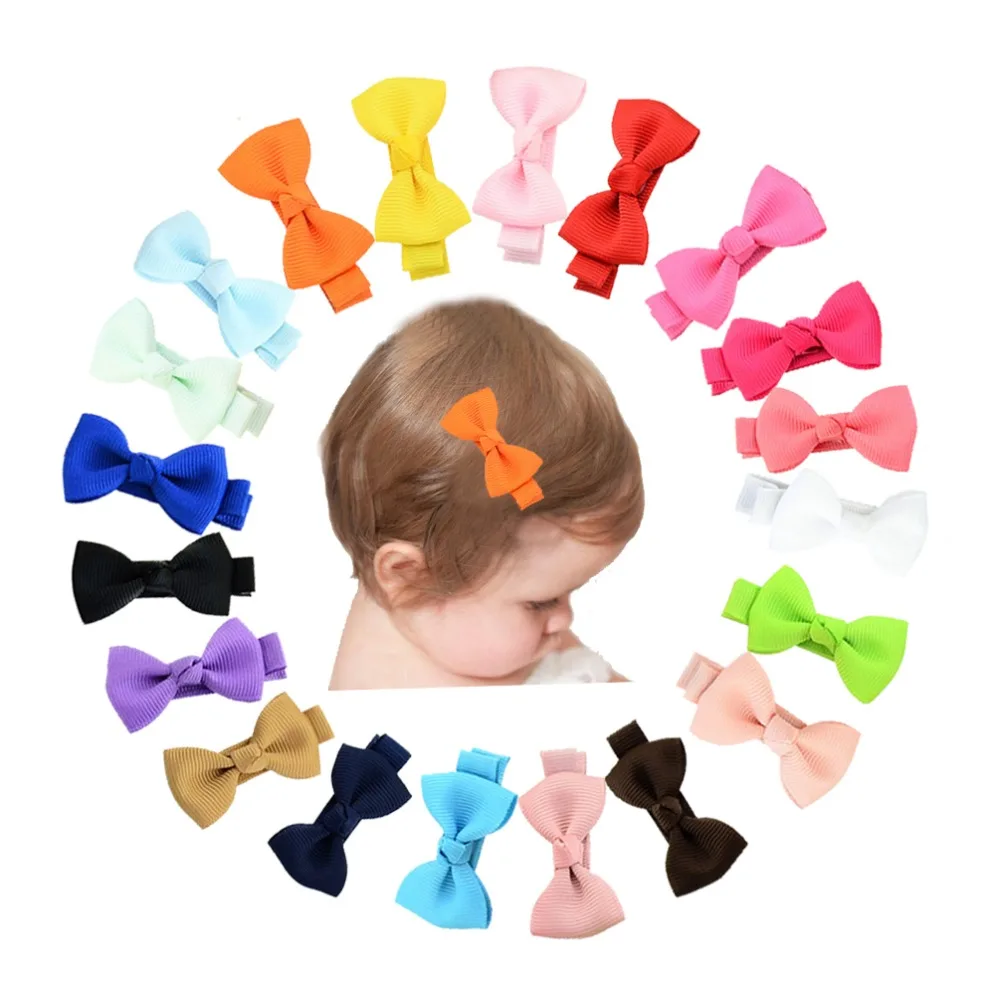 20Pcs/Lot Grosgrain 2" Hair Bow Covered Alligator Clips Baby Girl